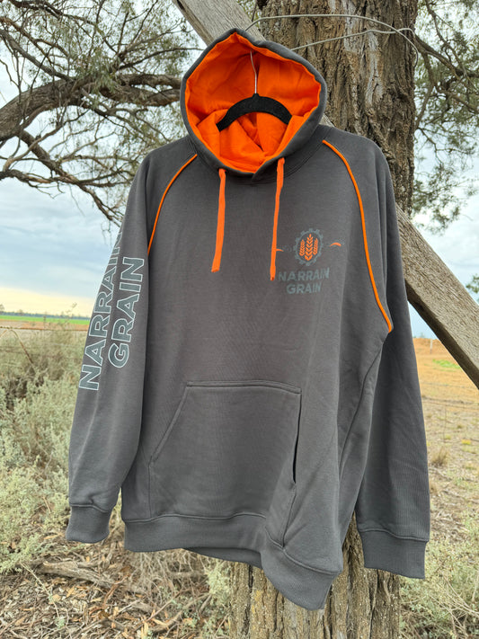 Narrain Grain Hoodie – Gunmetal & Orange
