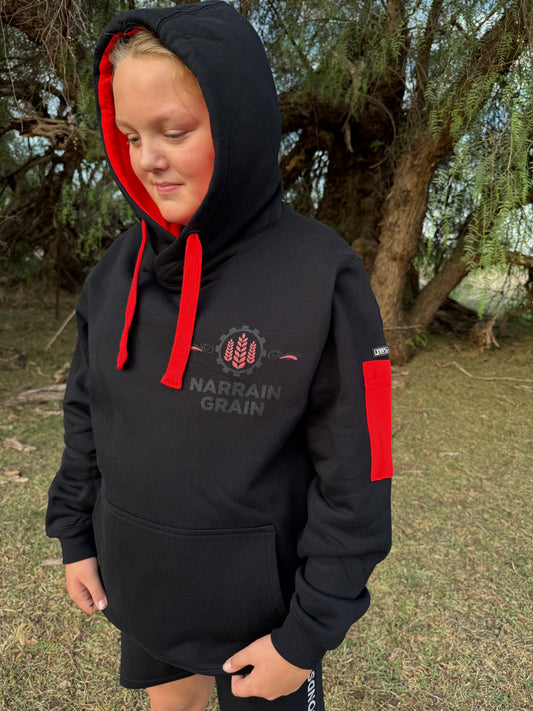 Narrain Grain Hoodie – Black & Red