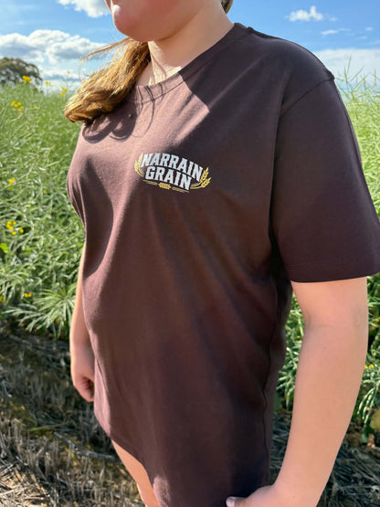 brown front view of Narrain Grain Silo Edition T-shirt